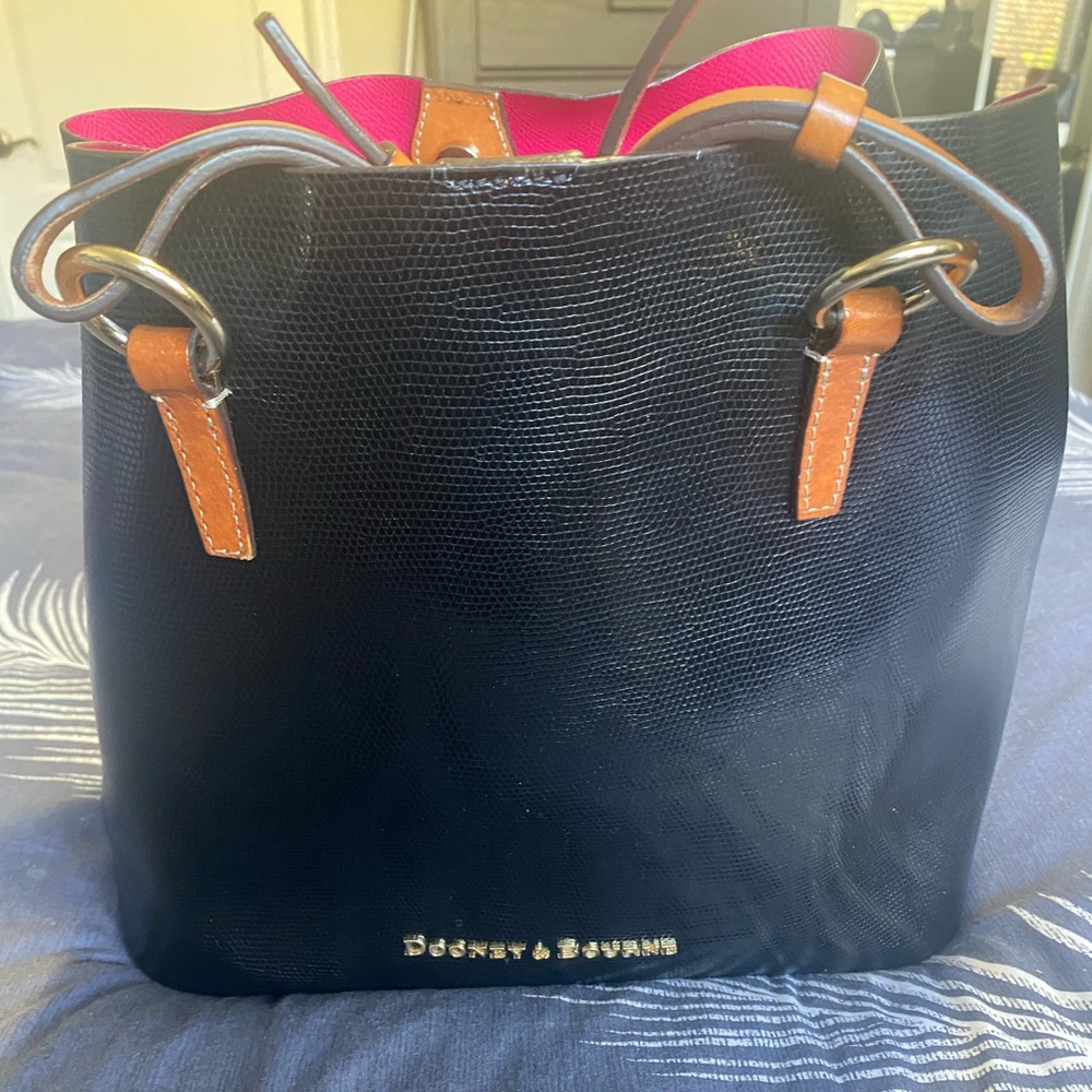 Dooney & Bourke Black and Tan Shoulder Bag